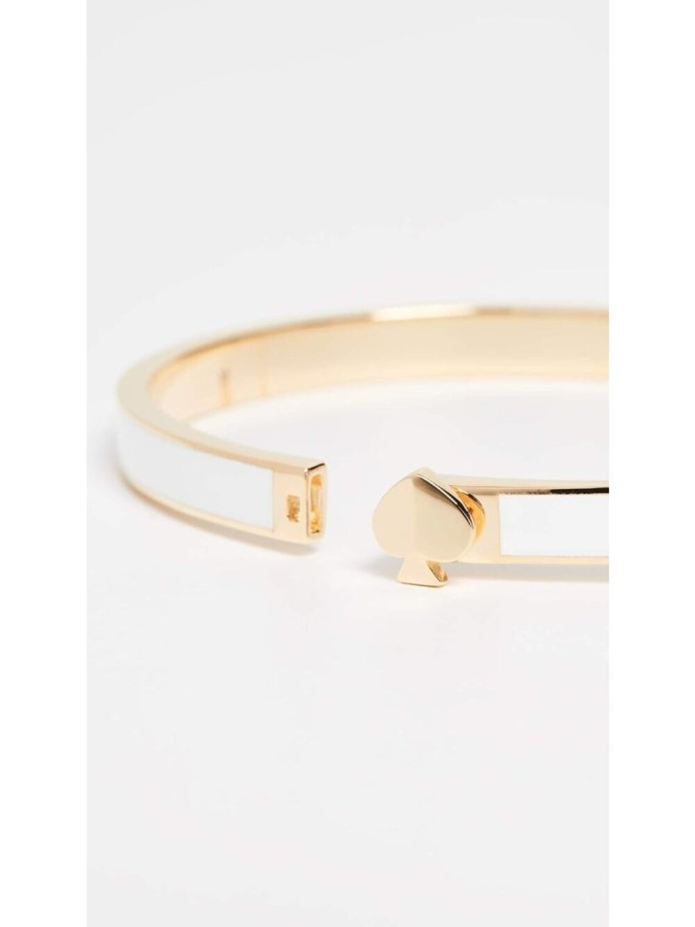 Kate Spade New York Hinged Bangle Bracelet  Spade Gold Tone White Enamel - Picture 3 of 5